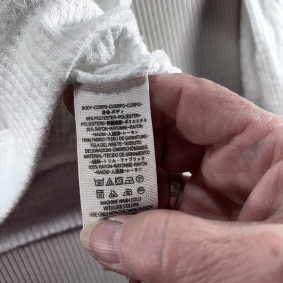 Free People womens size S Casual Clash Balloon Sleeve Waffle Knit Thermal Top - Picture 5 of 10